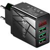 GBULTR Caricatore USB da Muro con 3 Porte, Caricabatterie Multiplo 5V 2A, Display LED, Compatibile con i-Phone, Sam-sung, Xiaomi, Huawei, Carica Rapida QC3.0 e FCP, Adattatore Alimentatore Universale