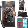 Haninsuze Cover per iPhone 16 Plus Custodia Cover Pelle Libro Portafoglio con Porta Carte Magnetica Protezione Antiurto Cuoio Flip Case Custodia Cover per iPhone 16 Plus, Gatto