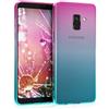 kwmobile Custodia Compatibile con Samsung Galaxy A8 (2018) - Back-Cover Anti-urto Custodia in Morbido Silicone fucsia/blu/trasparente - 2 colori