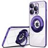 QLTYPRI Custodia trasparente per iPhone 13 Pro, supporto ad anello invisibile, protezione completa dell'obiettivo della fotocamera, cover sottile in silicone antiurto per iPhone 13 Pro - Viola Scuro
