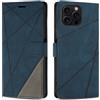 SONWO Cover per iPhone 16 PRO Max, Flip Custodia in PU Pelle, Cover a Libro Portafoglio con Slot per Schede e Supporto Stand per iPhone 16 PRO Max, Blu