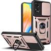 ESTH® Cover per Oppo A58 4G con Custodia per Fotocamera Scorrevole e Supporto ad Anello [Custodia Paraurti Compatibile con Supporto Magnetico per Auto], Oro rosa