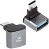 QIANRENON 90° Angolo USB C a USB 3.1 OTG Adattatore 10Gbps Type C Maschio a USB 3.1 Femmina Accoppiatore ad angolo retto USB 3.2 Gen 2 trasferimento dati Connettore,100W,per Smartphone Tablet,2 Pcs