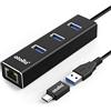 atolla Hub USB 3.0 con adattatore di rete RJ45 Gigabit Ethernet LAN, in alluminio 3 porte USB 1 porta 10/100/1000 Ethernet adattatore USB Type C per Mac Chromebook Ultrabook