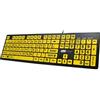 TechSilver Tastiera grande per stampa - Giallo ad alto contrasto - USB cablata per ipovedenti e anziani - layout UK