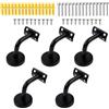 Fengxunzmm 5PCS Staffa per Corrimano, Staffa per Corrimano in Acciaio Inossidabile Supporti a Parete per Corrimano, Utilizzati per Corrimano Scale per Scale interne ed Esterne per Bracciolo piatto(Nero)