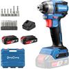 Dong Cheng Avvitatore a Impulsi Brushless a Batteria 18V, 165Nm, Avvio Dolce & Modalità Autofilettante, 3 Velocità, 2x 2.0 Ah Batteria, Caricabatterie, Set di Bits+Dadi, per Legno, Metallo, Fai da Te