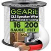 GearIT Cavo per altoparlanti da parete OFC 2 x 1,5 mm≤ (60,96 metri - bianco) rame privo di ossigeno - audio Hi-Fi per CL2 nominale/2 conduttori - calibro 16 AWG, 200 piedi
