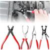 Leikurvo Set di 4 morsetti per auto: pinze di serraggio - kit di strumenti di serraggio con morsetto per la rimozione del tubo, morsetto per tubo di benzina, morsetto tipo Clic & Clic-r