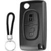 SLshiBo Custodia Chiave Auto Chiave Pilota 2 Pulsanti Caso Telecomando a Lama Tipo compatibile con Peugeot 207 307 308 407 607 807 e Citroen C2 C3 C4 C5 C6 C8 DS3 DS4 (HU83/ CE0536)