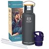 LG Luxury & Grace Borraccia Termica Acciaio Inox 500ml 24h Freddo 12h Caldo Doppia Parete Senza BPA, Antigoccia Funda Neoprene + 2 Tappi Cantimplora Sport, Viaggio, Ufficio, Outdoor