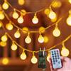 taiyongkang Catena di luci a sfera per interni ed esterni, catena luminosa con spina di corrente 15 m, 100 LED, per balcone, giardino, cameretta dei bambini e interni, balcone catena luminosa per