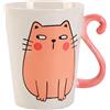 I-TOTAL®- Tazza in CERAMICA forma gatto, tazza per Tè e caffè, 11,5 x 10 x 8,5 cm (GATTO ROSA)