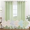 MIULEE Voile Tende Lino Tenda a Pannello Tende Per Interni Traslucido Tende Camera da Letto moderne per soggiorno Lino Trasparente per Porte Balcone Adatte 140x260 cm Verdi 2 Pannelli