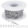 SUNNYCLUE Catena A Maglie A Graffetta Da 16.4 piede/5 m 304 catene In Acciaio Inossidabile Connettori di Estensione Rettangolari Lunghi In Metlega Sfuso Catena con Fermagli A Moschettone Anelli di Con