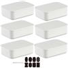 CNKHDZ Set di 6 contenitori con coperchio, contenitori impilabili con coperchio, contenitori in plastica, contenitori per scaffali, cucina, bagno (Bianco, 25.5 * 18 * 7.7cm)