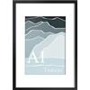 Tinkeps Cornice A1 nera in legno e plexiglass, cornice A1 con passepartout A2 per stampe, foto e poster, montaggio a parete