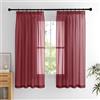 PONY DANCE Tende Trasparenti per Interni Filtraggio Luce Morbida Tende Corte per Cucina con Fettuccia 2 Pezzi L 140 x A 160 cm Curtains Camera da Letto Decorazione, Rosso