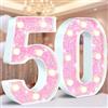 Ledido Numeri luminosi a LED rosa glitterati con numeri dell'alfabeto, alimentati a batteria, decorazione per casa, feste, bar, matrimoni, compleanni, Natale, lampada regalo per ragazze, numero 50
