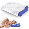 LAMB Cuscino Cervicale per Dormire, Memory Foam Ortopedico, Guanciale Ergonomico per dolori al collo, Altezza Regolabile,Cuscini Letto Matrimoniale (Blu)
