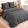 Twinzen Set Copripiumino Matrimoniale - 4 Pezzi - Copripiumino matrimoniale 240x220 cm, Lenzuolo con Angoli 160x200 cm, 2 Federe 65x65 cm - Microfibra Spazzolata, Oeko-Tex - Grigio
