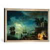 kunst für alle 'Immagine incorniciata di Claude Joseph Vernet Night: a Port in The Moonlight, 1748, Stampata, 60 x 40 cm, nel Quadro Immagini Fatti a Mano di Alta qualità Argento Raya