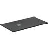 Ideal Standard - Ultra Flat S+, Piatto doccia rettangolare ultrasottile in resina effetto pietra, 160x90cm, Ideal Solid, Scarico lato corto, Nero