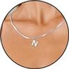 Esmoly Iniziale Collana Donna Argento Oro 14K Choker Donna con 26 Lettera A-Z Regalo Compleanno Donna 16+2 Inches (Argento M)