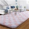 BYBSRLL Tappeto Rosa Chiaro e Bianco per Camera da Letto, 90x150cm Tappeti per Soggiorno a Scacchi per Cameretta dei Bambini, Asilo, Dormitorio, Salotto, Spesso Morbido Soffice Peluche Tappeto da