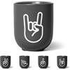 FYNGERS | ROCK 'N' ROLL, forchetta per POMMESES, tazza con segno a mano, grigio, tazza opaca in porcellana, perfetta tazza da caffè o tazza da tè | Super regalo (Rock 'n' Roll)