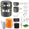 Aischens Kit di Pentole da Campeggio in Alluminio, Padella da Campeggio | Pentola, Posate Pieghevoli, Set di Pentole da Campeggio Portatili Utensili da Cucina Outdoor Camping Picnic Escursione BBQ