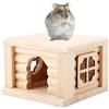 Pssopp Gabbia per Criceti in Legno Naturale con Finestra e Tetto Piatto Casetta per Animali Domestici con Accessori Nido Sicuro per Piccoli Roditori