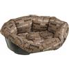 Ferplast Cuccia Gatto Interno, Lettino Divano per Cani, Cesta Gatto in Plastica Antiscivolo con imbottitura Lavabile, 64 x 48 x h 25 cm, Marrone