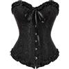 JozAdy Corsetto da donna con stecche, bustino in raso con lacci, cincher in vita, body modellante, taglia grande, Nero , XL