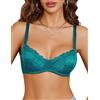 Avidlove Reggiseno da donna in pizzo floreale non imbottito push up Dirndl BH classico balconcino con ferretto Bralette biancheria intima per tutti i giorni, Blu-verde, S