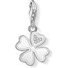 Thomas Sabo 1733-051-14 - Ciondolo a forma di quadrifoglio in argento Sterling 925 con zirconi cubici a forma di quadrifoglio con dettagli a cuore scintillanti, dimensioni: 26 x 14 mm, misura unica,