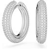 Swarovski Orecchini a cerchio Dextera, Medi, Bianchi, Placcato rodio