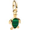 Pandora ME 763823C01 - Mini ciondolo a forma di tartaruga verde con malachite e argento sterling placcato oro 14 carati, compatibile con Me e Moments, 2,1x13,3x7,7 mm, Argento sterling, Malachite
