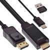 InLine® Cavo convertitore da HDMI a DisplayPort, cavo adattatore attivo con alimentazione USB, UHD 4K 60Hz, per monitor e notebook, 1 m, 17161I