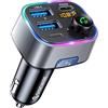 SYNCWIRE Trasmettitore FM Bluetooth 5.4 per Auto, 48W (PD 36W e 12W) Doppio USB di Ricarica Adattatore Auto, Radio Ricevitore Wireless, Display LED, Chiamate in Vivavoce, Supporto unità USB, Argento