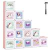 SONGMICS Armadio Cameretta, Guardaroba Modulare a 16 Cubi con Ante, Libreria Bambini, Scaffale Porta Giochi in Plastica, Mobile Porta Giocattoli, Scarpiera, 123 x 31 x 123 cm, Rosa LPC906P01