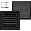 DEMLOU - Griglia di Ventilazione Quadrata in Alluminio Verniciato RAL 9005 - Rete Protettiva Antinsetti - Presa d'Aria Interna ed Esterna - 12,5 x 12,5 cm - Colore Nero.
