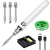 Vegena Soldering Kit, saldatore senza fili, con 3 punte per saldatore, supporto per saldatore, temperatura regolabile 330 - 450 °C, batteria USB