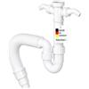 keenberk Tappo a tubo per lavello da cucina, lavatrice e lavastoviglie - sifone - con uscita flessibile, angolo di 90° e due collegamenti per dispositivi (2 GA) - 1,5 pollici x Ø 40/50 mm - sifone flessibile