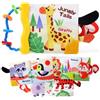 JoyPlus Libri di Stoffa Neonati 0 3 6 Mesi,Morbidi Animali Interattivi Libretto Tattile con Maniglia,Giochi da Passeggino Libro Interattivo per Tummy Time,Interattivi Libro Sensoriale Neonati (B)