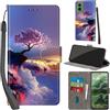 PHINIENLAND Cover per Motorola Moto G35 custodia portafoglio Alberi | 3 scomparti carte, 1 tasca banconote, Chiusura magnetica, Supporto, Pelle PU flip cover per Moto G35