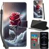 Haninsuze Cover per iPhone 13/ iPhone 14 Custodia Cover Pelle Libro Portafoglio con Porta Carte Magnetica Protezione Antiurto Cuoio Flip Case Custodia Cover per iPhone 13/14, Rose