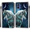 KENHONER Cover Compatibile con Motorola Moto G85 5G, Premium Pelle PU Portafoglio Flip Libro Custodia per Motorola Moto G85 [Protezione Completa] - Lupo