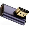 NFHK Adattatore da HDMI maschio a HDMI 2.1 femmina, verticale ad angolo retto di 90 gradi, basso profilo, adattatore di estensione UHD, supporta HDTV 8K 60hz