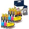 Caidi® LC22UXL ricambio per stampante Brother LC22U XL grande capacità cartucce d'inchiostro compatibile con Brother DCP-J785DW MFC-J985DW (2C/2Y/2M)